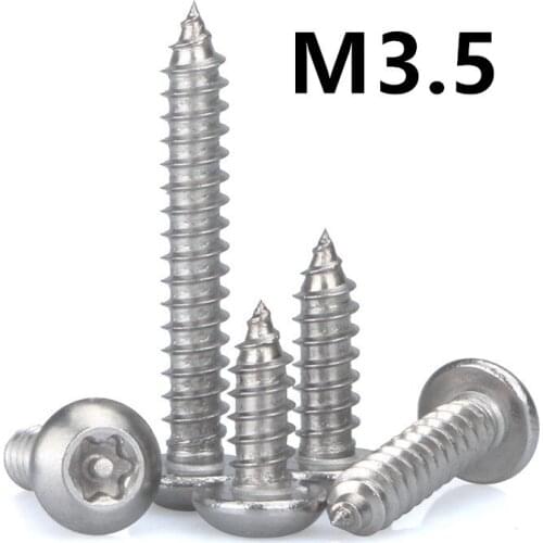 50PCS M3.5x9.5/13/16/19/32mm GB2670.1 stainless steel Pan head Round heads Plum blossom Anti-theft with post Self-tapping screws