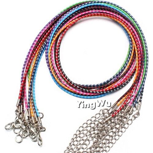 Yingwu 20pcs 50-65cm Adjustable DIY Handmade Leather Braided Rope Necklaces Lobster Clasp Jewelry Making String Cord