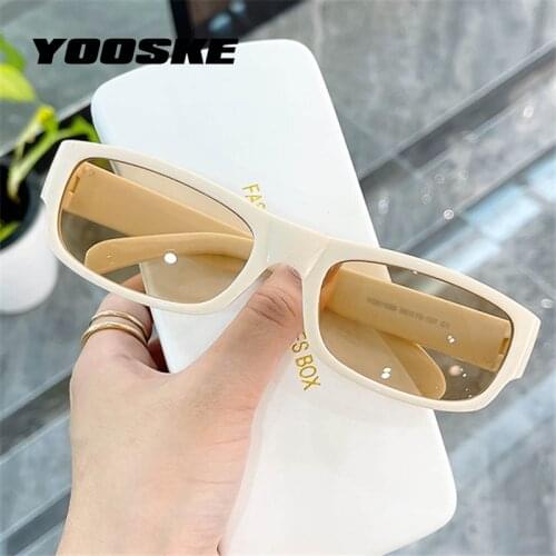 YOOSKE Retro Womens Square Sunglasses Men Brand Vintage Small Rectangle Sun Glasses Green Eyewear for Ladies