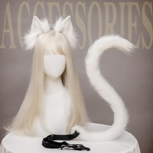 Creative Anime cat Tail Cosplay Ear Tail Plush Cat Wolf Ears Fur Hairpin Halloween Party Gift Hairhoop Cosplay Hair Accessories