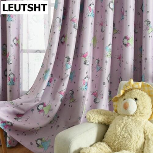 Childrens Room Bedroom Curtain Cloth Cute Little Angel Curtain Floor-to-ceiling Window Bay Window Curtains for Living Room