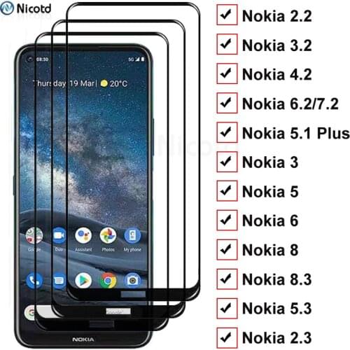 3Pcs Glass for Nokia 2.2 3.2 4.2 6.2 7.2 5.1 Plus 3 5 6 8 7 Plus Glass Screen Protector Tempered Glass For Nokia 8.3 5.3 2.3 3.4