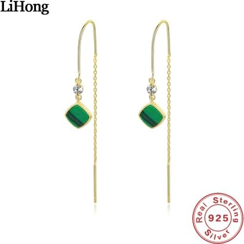 2019 New Natural Turquoise Drop Earrings 925 Sterling Silver Simple Fashion Long Earrings For Women Jewelry Accessories