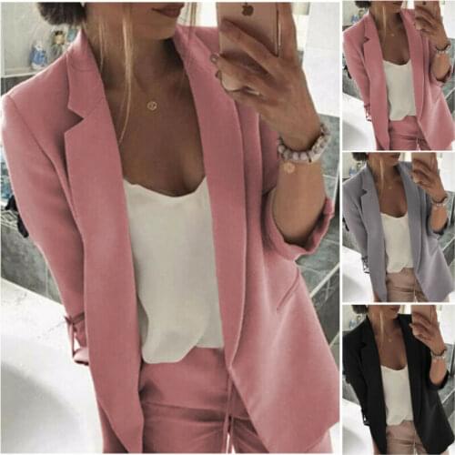 Women Blazer Casual Long Sleeve Blazers Open Front Office Lady Suit Jacket OL Lapel Coat Cardigan Blazers Formal Blazers