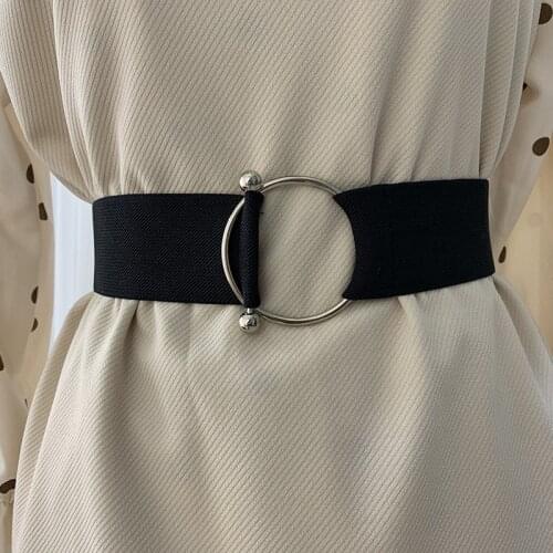 63cm Round Buckle Women Wide Girdle Elastic Tightness waistband Clothes Suit Dress Corset belt Womens waist Belt