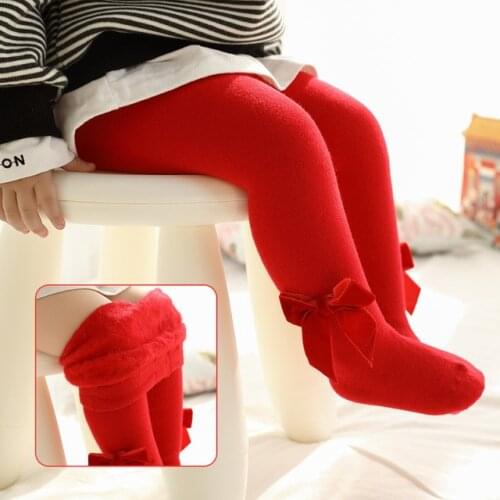 Winter children pantyhose kids baby girl tights fashion cute bow princess pantyhose cotton soft warm tights for Newborn baby