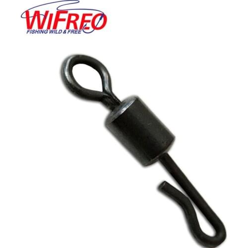 [30 PCS] Q-Shaped Matt Black Brass Kwik Quick Change Swivel Clip for Carp Fishing Terminal Tackle Accessory Size 4 / UK Size 8
