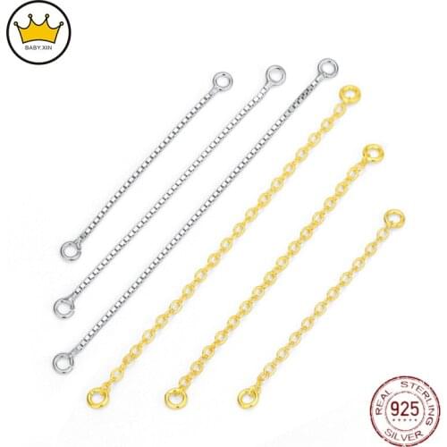 4PCS/Lot S925 Sterling Silver Ear Line O-Chain Box Chain 2/3/4cm Earrings Chain Charm For Earrings Jewelry Accessories