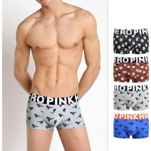 AIIOU Breathable Cotton Boxershorts Cartoon Print Underwear Men Comforable Panties Natural Cotton High Quality Boxer Underpants