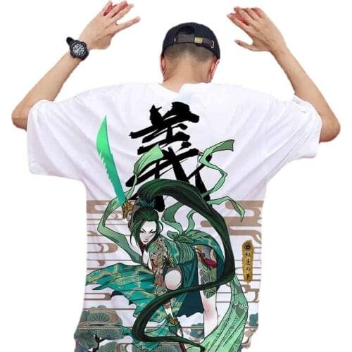 Asian Streetwear Japanese Top Online Chinese Store Harajuku Kimono Streetwear T-Shirt Samurai Costume Asian Clothes G258