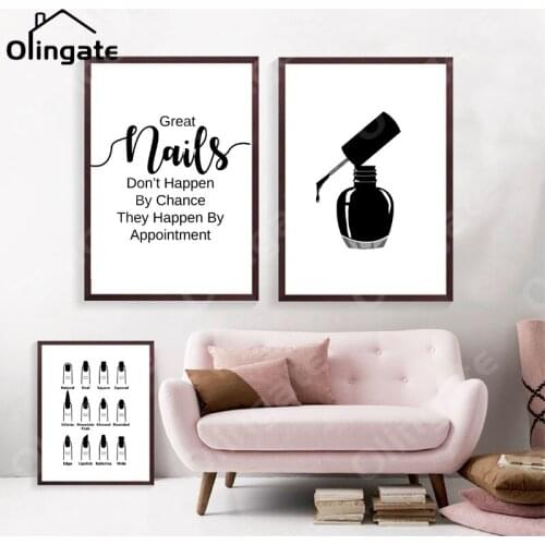 Black and White Beauty Salon Art Canvas Painting Nail Salon Polish Quote Posters Modular Picture Print Tech Artist Abstract Gift