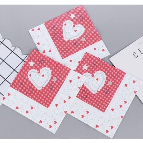 Decoupage Paper Heart Pattern Servilletas Vintage Napkins DIY Wedding Anniversary Handkerchief Dinner Table Decoration 20Pcs/lot
