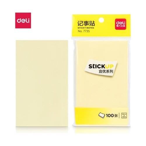 Deli 7735 Note Tear Off Long Message Sticky Note 100 Sheets Self Adhesive Memo Pad Yellow Color labels School & Office