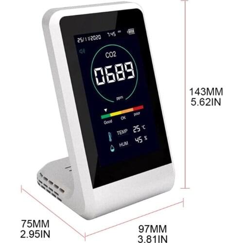 875F CO2 Detector Semiconductor/infrared Temperature Humidity Monitor Porous Design High Accuracy Air Quality Monitor