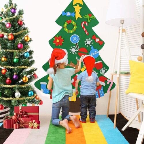3D Felt Christmas Tree DIY Xmas Home Wall Hanging Decor For 2021 New Year Christmas Ornaments Artificial Tree Kids Navidad Gifts