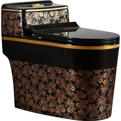 Home hotel flush toilet mute siphon ceramic toilet black gold personalized toilet one-piece toilet