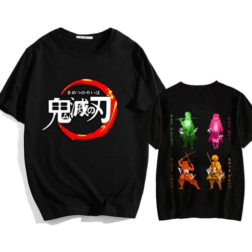 Hot Anime Kimetsu No Yaiba T Shirt Women Men Fashion T-shirt Demon Slayer Tanjirou Nezuko Zenitsu Inosuke T-shirt Graphic Tees