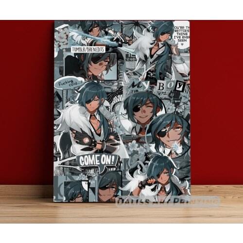 Canvas Anime Kaeya Alberch Genshin Impa Pictures Home Decoration Paintings Poster HD Prints Wall Art Modular Living Room Framed