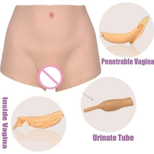 KnowU Shemale Vagina Silicone Panty Penetrable Fake Pussy with Urinate Tube Transgender Crossdrsser