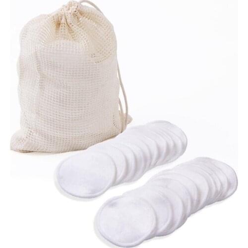 Reusable Bamboo Makeup Remover Pads 12pcs/Pack Washable Rounds Cleansing Facial Cotton Make Up Removal Pads Tool