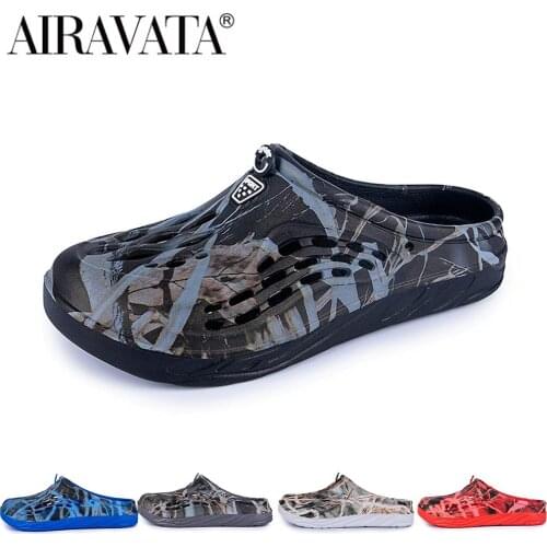 Airavata 2021 New Mens Beach Clogs Sandals Slippers Flip Flops Camouflage Summer Sea Flat Light Outdoor Casual Garden Shoes