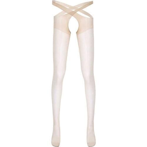 Men See-through Thin Pantyhose Stretchy Legging Cross Tights Stockings Gay Sissy Erotic Pants Open Croch Penis Porn Sex Lingerie