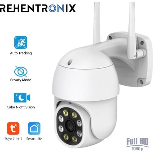 Outdoor WiFi PTZ Camera Tuya 1080P HD Wireless Home Security Camera with Color Night Vision Video Surveillance IP WiFi Camera