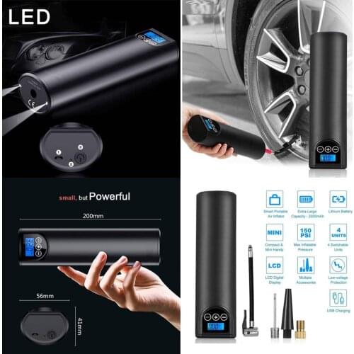 12V 150PSI Rechargeable Air Pump Tire Inflator Cordless Portable Compressor Digital Car Tyre Pump For Car Bicycle ATV Ball Quad