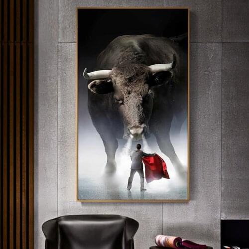 QIPING-ART Wall Decoration Matador Poster Print Wall Art Canvas Painting Bullfight Picture for Living Room Home Decor No Frame
