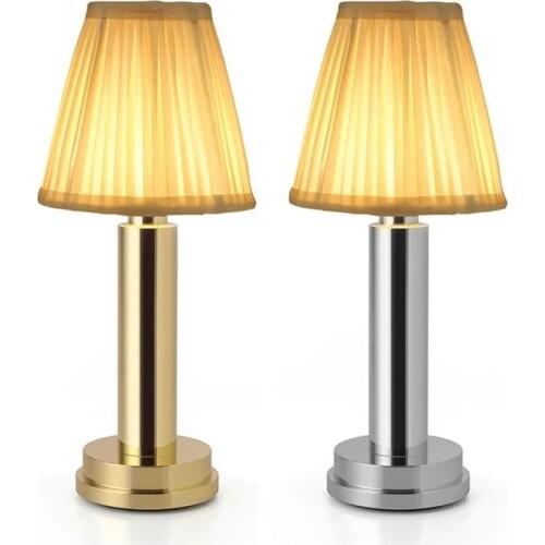 Wireless Restaurant Bar Table Night Light With Cloth Lampshade Touch Sensor Nordic Cafe KTV Bar Dinner Art Table Lamps