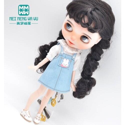 1pcs Blyth Doll Clothes Fashion denim strap dress for Blyth Azone OB23 OB24 doll accessories