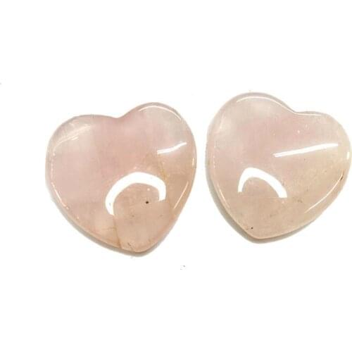 Wholesale Natural Rose Quartzs Stone Heart Shape No Hole Pendant For Jewelry Making Necklace Bracelet Earring Charms 40mm