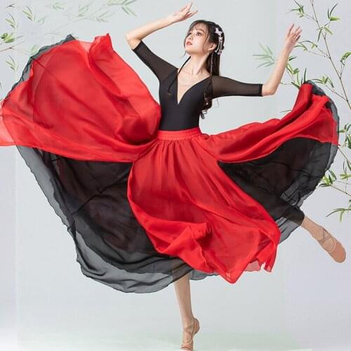Modern Ballroom Dance Competition Dress Oriental Classical Dance Gauze Tops Big Swing Skirt Female Practice Clothing DQL5708