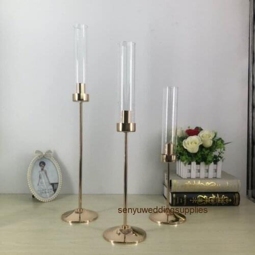 16pcs )Flowers Vases Candle Holders Road Lead Table Centerpiece Gold Metal Stand Pillar Candlestick For Wedding Candelabra 1245