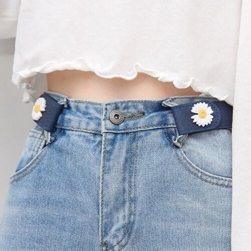 Invisible Elastic Belt Without Buckle Simple Adjustable Stretch Daisy Flowers Belts For Women Girls Jeans Dresses Pants Accessar