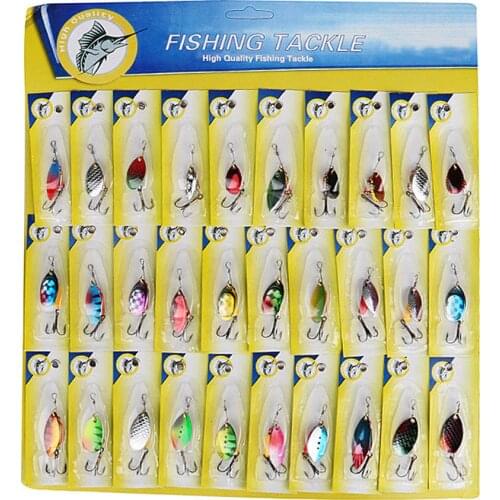 Lot 30pcs Set fishing lure bait metal spoon spinnerbait tackle spinner artificia jig bait trout fishing