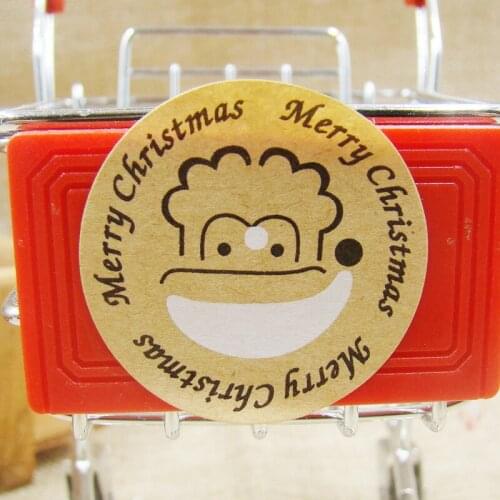 600pcs paper Baking sealing Stickers Kraft Merry Christmas Sticker Labels custom gfit Self adhesive Packing Labels