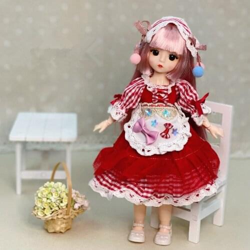 13 Joints Movable 6 Points Bjd Doll Dress Up 30cm Doll Fashion Clothes Pants Dress Suit 3D Eyes Girl Dress Up Toy Birthday Gift