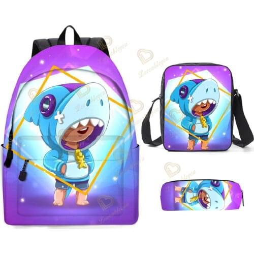 Coloranimal Shark Leon Set Schoolbag Boy Girl Orthopedic School Bag Cartoon Print Mochila Escolar Child Backpack Set Back Pack