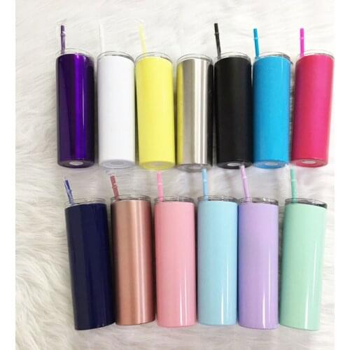20oz Stainless Steel Skinny Tumbler With Lid Straw Skinny Cup Wine Tumblers Mugs Double Wall Vacuum Insulated Cup Water Bottle
