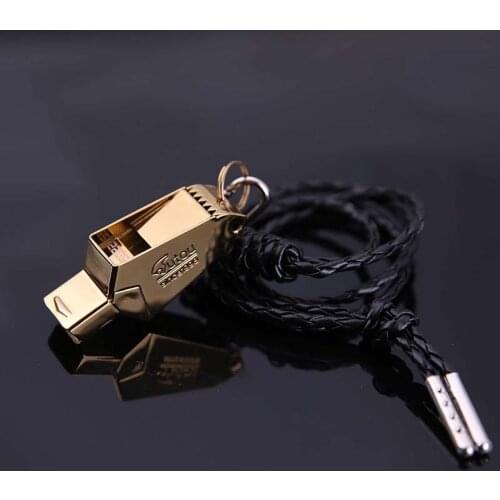 High Quality Gold/Sliver football referee whistle Emergency Survival Whistle free laser with lanyard Camping Hiking rugby