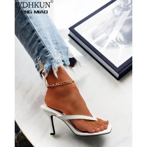 2021 New High-heeled Shoes Heel Large Square Head Solid Color Pinch Toe Womens Shoes High Heel Womens Sandals Shoe for Women
