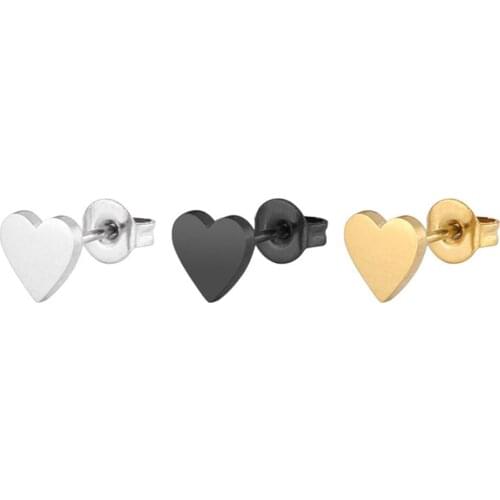 1 Pair Heart Earring Fashion Jewelry Stainless Steel Heart Stud Earrings Brincos For Women/Girl