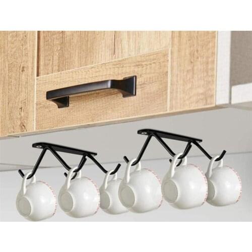 1 Set Household Mug Holder Kitchen Storage Hook Spoon Spatula Hanger Kitchen Storage Rack Mug Cup Holder (Black)