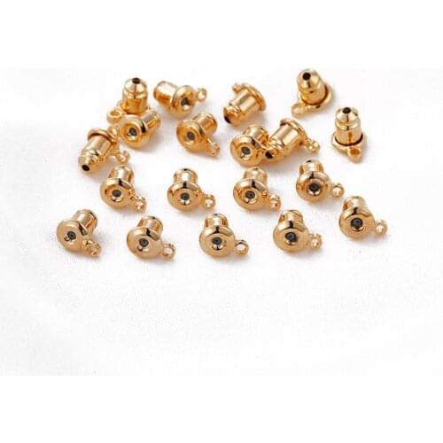 10PCS Ear Plug with Holes Diy Earrings Making Supplies for Jewelry Finding Plated 18K Gold Hand Made Brass Accessories