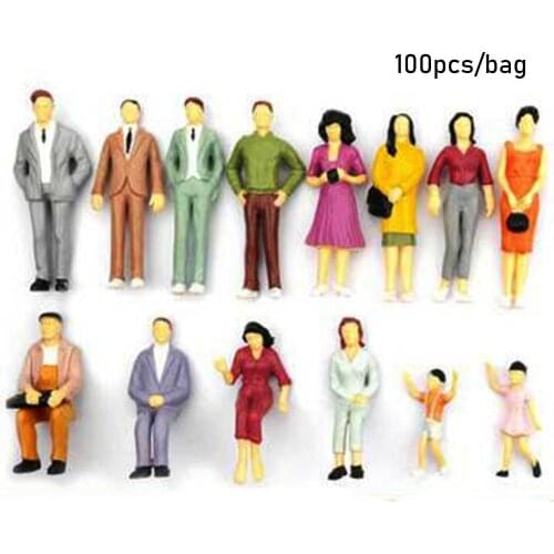 100Pcs 1:100/1:150/1:75/1:50 Scale People Figures Mixed Color Pose Model Building Passengers Dollhouse Decorations Kids Toys