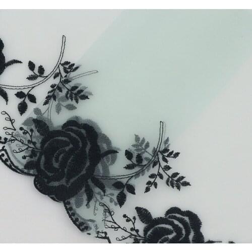 20Yards Rose Flowers Light Green Embroidered Lace Trim Soft Mesh Tulle Fabric For Bra Lingerie Underwear Garment Decor DIY