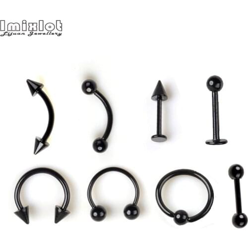 40pcs/lot 18G 16G Surgical Stainless Steel Body Jewelry Helix Piercing Septum Nose Lip Eyebrow Ring Ear Cartilage Piercing