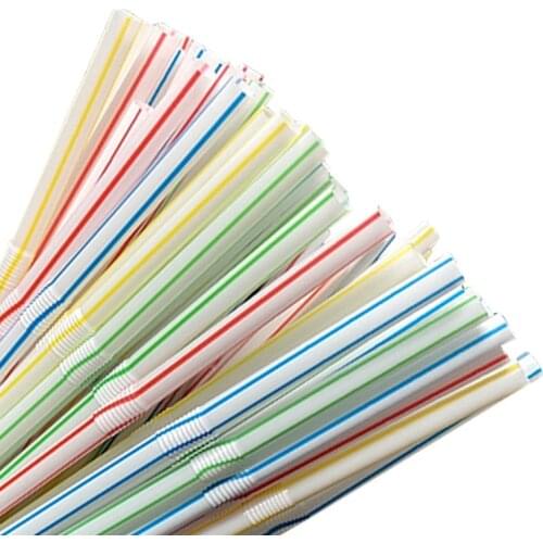 50/100Pcs Plastic Disposable Drink Straws Multi-Colored Striped Bedable Elbow Straws Party Birthday Celebration Party Supplies
