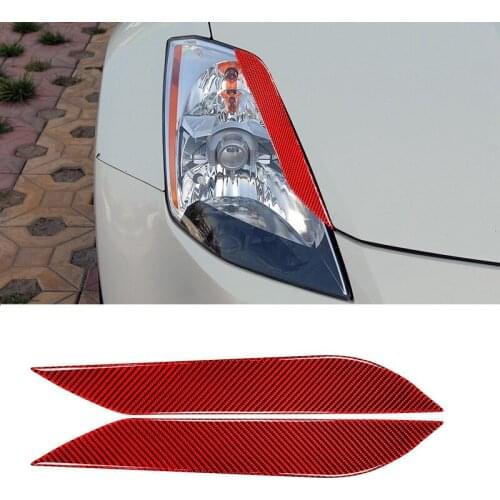 For Nissan 350Z 2006-2009 Carbon Fiber Car Sticker Front Headlights Eyebrow Eyelid Trim Cover Accessorie